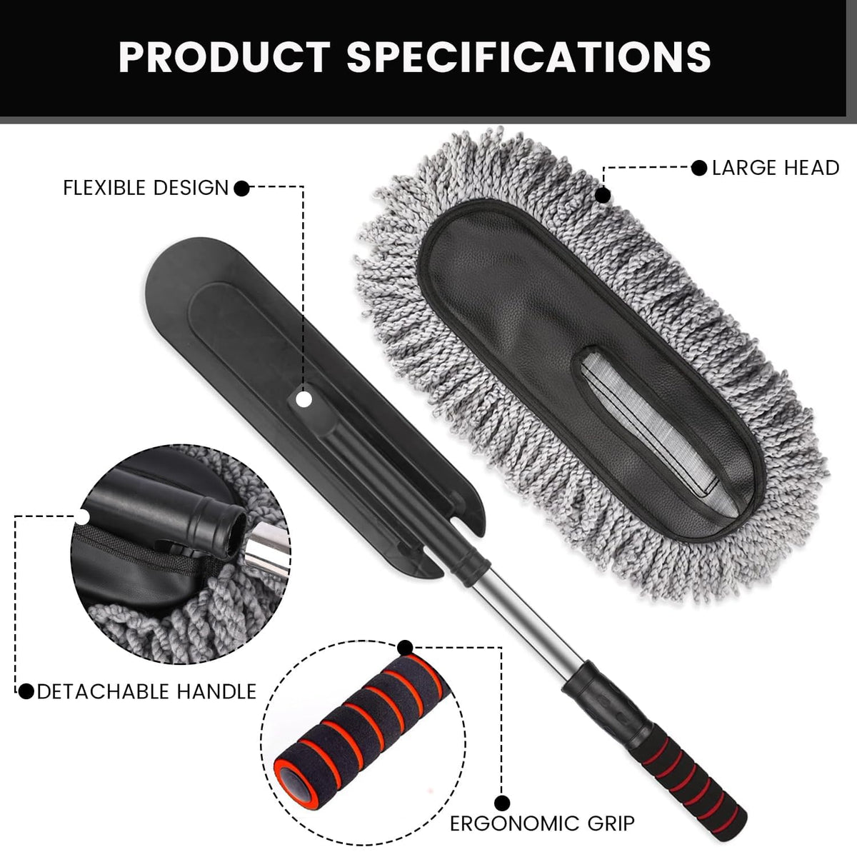 Microfiber Car Duster Brush with Extendable Handle - CL-RI-1950