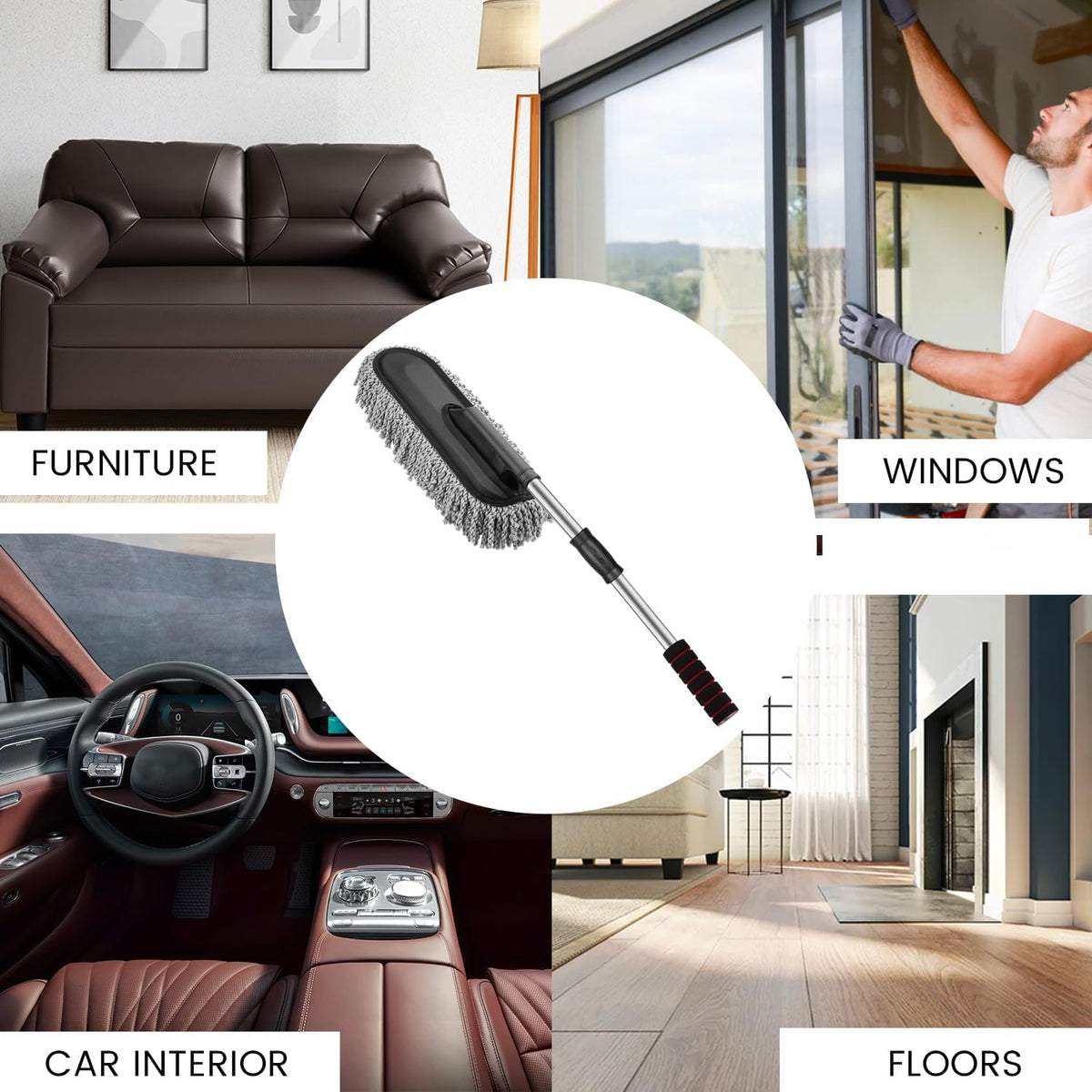 Microfiber Car Duster Brush with Extendable Handle - CL-RI-1950